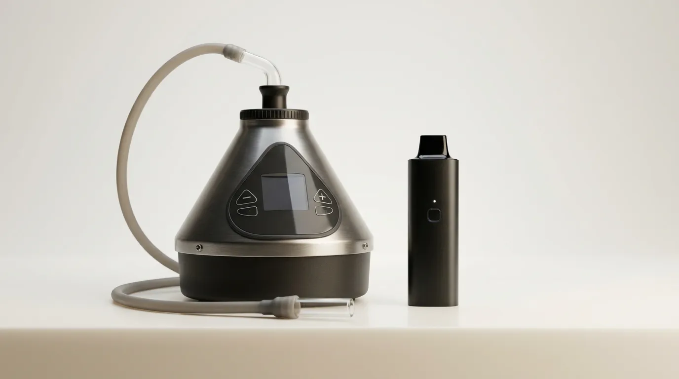 Stationärer Tisch-Vaporizer und tragbarer Hand-Vaporizer im Vergleich