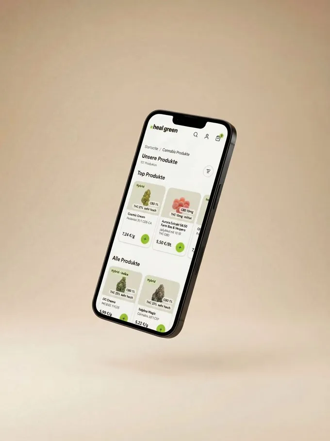 HealGreen Plattform auf dem Smartphone